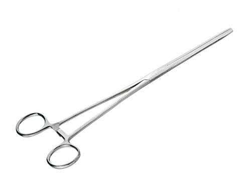 SE 10-Inch Stainless Steel Straight Forceps - Self-Locking, Serrated Tip for Precision Grip and Clamping - Perfect for Crafting, Fishing Tasks, Jewelry Making, and More! -610FS - size: 10", style: Straight