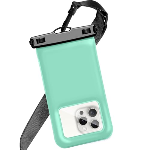 Floatable Soap Bubble Waterproof Phone Pouch/Case with Crossbody Lanyard for iPhone 17 Series 16 Pro Max/15 Pro/14/13/12, IP68 Cellphone Dry Bag Beach Cruise Ship Essentials, 1 Pack-Green-7″ - color: B1-Green