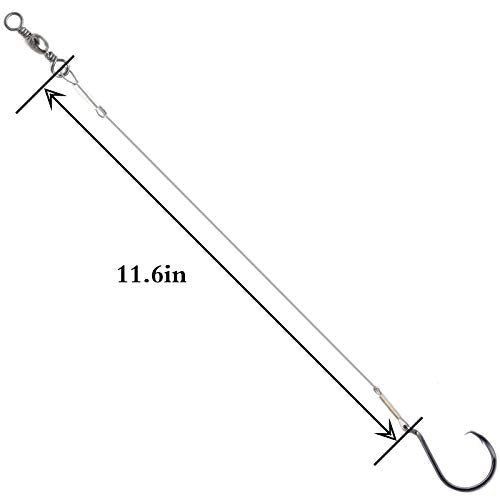 10pcs Extra Strong Offset Circle Hooks Saltwater,Fishing Hook Rig,Sport Fishing Hooks with Leader Black Nickel Coated High Carbon Steel Octopus Fishing Hooks - size: 6/0#