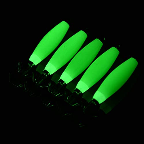 Luminous Squid Jig Hooks Saltwater Glow Squid Jigs Fluoresent Cuttlefish Sleeve Fishing Jigs Squid Hard Night Fishing Bait Octopus Lure Glow in Dark Green Color - color: 8pcs