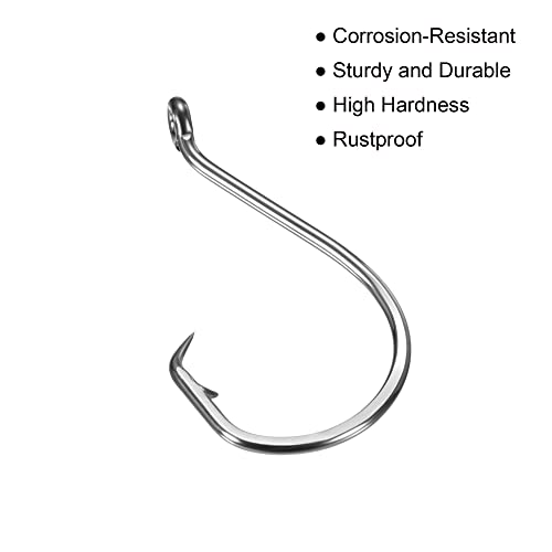 PATIKIL Fishing Circle Hooks Carbon Steel Offset Hook with Barbs for Freshwater Saltwater - size: 31mm/1.22"