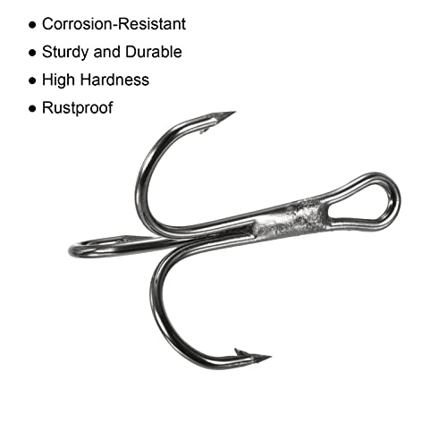 PATIKIL Treble Fish Hooks, Carbon Steel Sharp Round Bend Hook Triple Barbed Hook for Freshwater Saltwater - color: Black, size: 23mm/0.91"