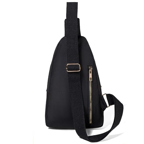 Banelu Small Sling Backpack Crossbody Bags for Women, Small Sling Bag Cross Body Bag Fanny Packs Crossbody Purses - Gold Zipper - color: K Black