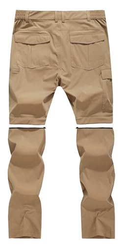 Men's Convertible Hiking Pants Zip Off Quick Dry Lightweight Safari Travel Camping Fishing Cargo Outdoor Pants - color: Khaki, size: 30