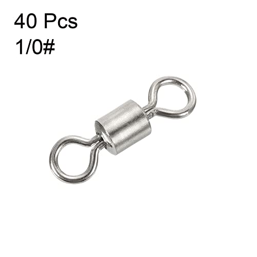 PATIKIL Fishing Barrel Swivels, 40 Pack 335LBS Copper Rolling Hook Line Connector Terminal Tackle for Saltwater Freshwater Fishing, Silver - style: 125 lb