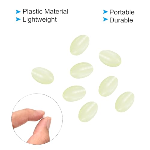 PATIKIL Glow Fishing Beads Plastic Oval Rubber Luminous Fishing Bait Eggs Rig Bead Tackle Lures Accessories with Box - color: White, size: 6x4mm