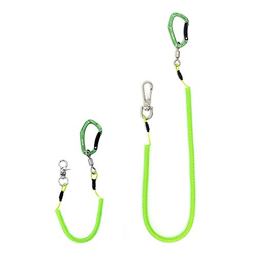 HERCULES M4 Fishing Lanyard, Fishing Pole Tether, Kayak Paddle Leash, Heavy Duty Retractable Coiled Lanyard for Fishing, Rods, Pliers, Boating, Paddles, Kayak - color: Pack of 2 Green (17.7" Plus, 5.9")