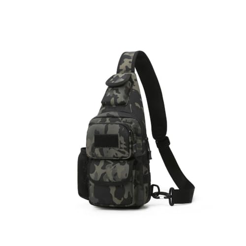 Sling Bag Crossbody Backpack for Men, Tactical Chest Shoulder Bags Daypack | Camouflage Cross Body Bag with Convertible Waterproof Shoulder Strap Trendy Casual Daypacks and Water Bottle Holder Chest Bag - color: Black 2