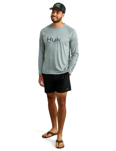 HUK Men's Pursuit Vented Long Sleeve Fishing Shirt (+30 UPF) - color: Night Owl Heather, size: Small