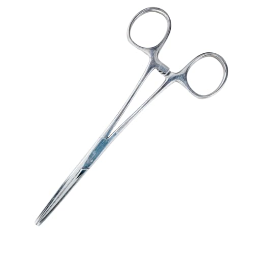 ADROIT 6" Straight Tip Hemostat Forceps | Stainless Steel Design | Small Teeth On Jaws | Locking Mechanism Built in | Great for Sewing, Fishing, Jewelry Making - size: 6", style: Straight