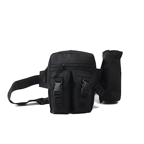Fanny Pack Tactical Water Bottle Waist Pack Military Fanny Packs MOLLE Army Waist Bag Utility Hip Belt EDC Pack Bag for Outdoors Traveling Camping Hunting Running Cycling Fishing Dog Walking (Black) - color: Black