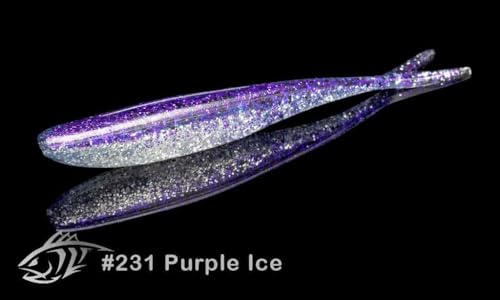 Lunker City Fishing 4.5" Freaky Fish Split Tail Soft Plastic Minnow Bass Lure Stick Bait Shad Jerkbait, 8 Per Bag, Made in The USA - color: 231 Purple Ice