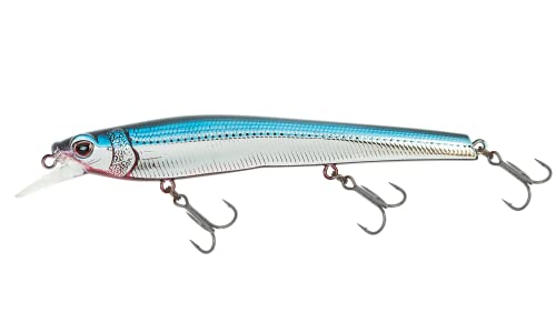 Nomad Design Shikari Fishing Lures, Premium Long-Casting, Shallow Diving, Slow Floating Jerkbait, for Inshore Freshwater Species Such as Bass, to Walleye, to Pike and Musky, 115 SUS FR 4-1/2" 1/2oz - size: 4 1/2" - 1/2oz, style: Blue Back Chrome