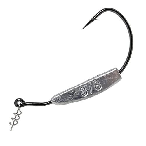 Reaction Tackle Weighted Swimbait Hooks - Weedless Belly Weighted Hooks with Twist Lock Bait Keeper for Soft Plastic Swimbaits - Bass Fishing Hooks (10-Pack) - size: 3/8oz 7/0