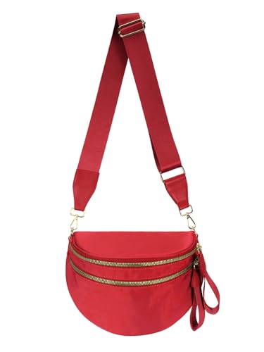 Pure Colour Crossbody Bag Bum Bag for Women,Spacious Purse Fanny Packs Belt Bag,Oversized Bum Bag (Colour Bum Bag-Red) - color: Colour Bum Bag-Red