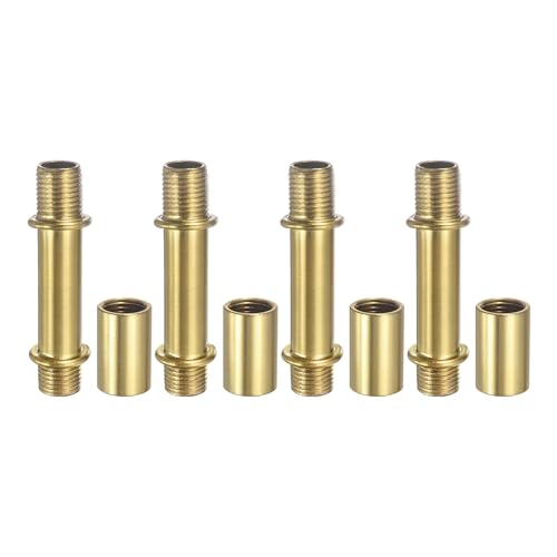 PATIKIL Straight Pipe Lamp Stems Rod Kit, 4 Set M10 Carbon Steel 40mm(1.57") Long Double End Thread Rod with Coupling Nuts Sleeve Connector for Table Lamps Chandeliers,Copper - color: Copper, size: 40mm(1.57")