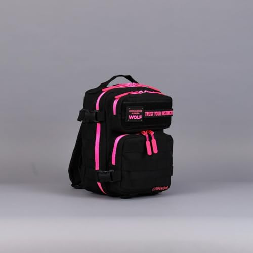 WOLFpak 9L Mini Tactical Backpack for Men & Women | Compact, Small Everyday Carry Bag for Gym, School, Travel | Durable, Water-Resistant Daypack with Molle System and Patch Panel (Black Neon Pink) - color: Black Neon Pink