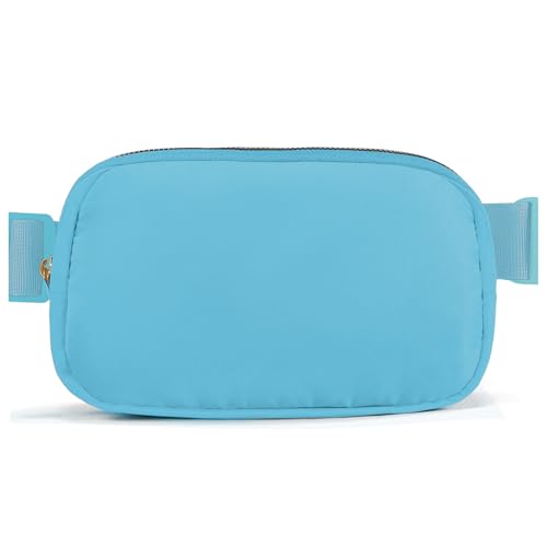 Belt Bag Zipper Fanny Pack Crossbody Bags for Women,Fashion Nylon Waist Packs, Water Repellent Two Way wear with Adjustable Strap Gifts for Teenage Girls Women Men (lake blue) - color: lake blue