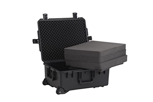 MEIJIA Premium Waterproof Rolling Hard Camera Case,Hard Protective Case with customizable fit foam and wheels,Full Protection with Light&Convenient Design,Elegant Black (24.6"X19.7"X11.7") - size: 24.6"X19.7"X11.7"