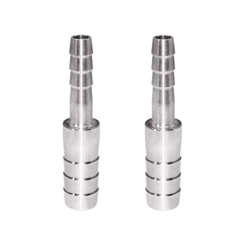 Beduan Stainless Steel Reducing Splicer Mender, 3/8" to 5/16" Barb ID, Reducer Barb Fitting Air Water Fuel Boat (Pack of 2) - size: 3/8" to 5/16"