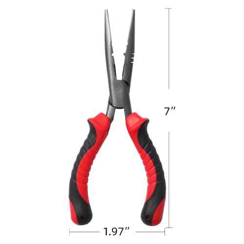 Fishing Pliers – High Carbon Manganese Steel Fish Hook Remover Tool with Tungsten Cutters – Fishing Gripper, Split Ring Pliers, Fishing Gear for Saltwater & Freshwater