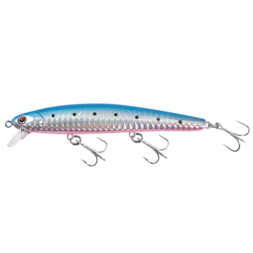 LITTMA California Surf Fishing Lures Saltwater Jerkbait Crankbait Surf Minnow 110/125 - Metallic Sardine Super Glow & Pearl Pink Belly Glow Lures for Halibut & Striper Fishing - color: Bluepink Sardine (Super Glow), size: 110mm - 5/8oz