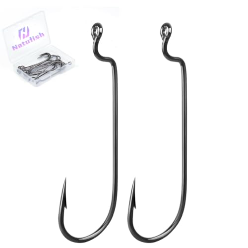 EWG Hooks for Bass Fishing,50Pcs/100Pcs Texas Carolina Rig Hooks Worm Hook Weedless/Inline for Soft Plastic Baits Saltwater - size: 3/0_50pcs