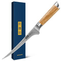 HOSHANHO 7 Inch Damascus Fillet Knife, Professional 10Cr15CoMoV Super Steel Japanese Boning Knife, Ultra Sharp Fish Knife with Ergonomic Olive Wood Handle - style: 7 Inch Fillet Knife