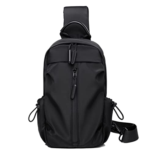 Hebetag Leather Sling Bag Crossbody Backpack for Men Women Travel Outdoor Camping - color: #24black