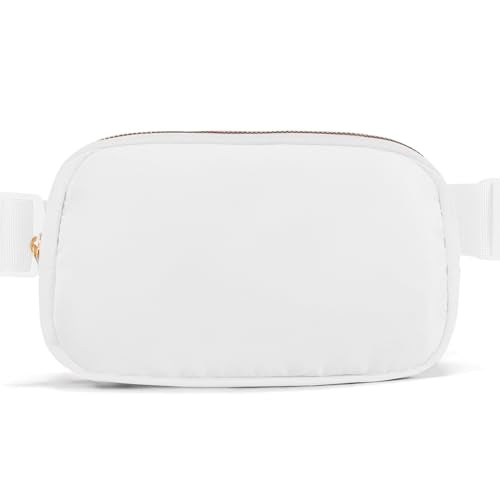 Belt Bag Zipper Fanny Pack Crossbody Bags for Women,Fashion Nylon Waist Packs, Water Repellent Two Way wear with Adjustable Strap Gifts for Teenage Girls Women Men(white) - color: white