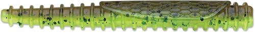CrushCity Ned BLT Soft Plastic Ned Rig Stick Bait, Compact Finesse Worm for Mushroom Jig Heads & Pressured Bass - color: Green Pumpkin Chartreuse Pepper, size: 3"