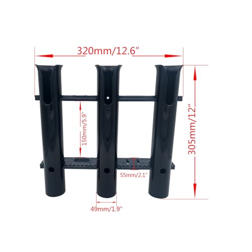 Fishing Rod Holder Bracket 3 Tube，Black Wall Mounted Boat Side Mount Tool Holder Tube Links with Screws