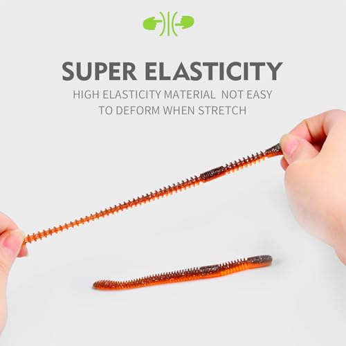 10Pcs/4.7'' Worms for Bait Bass Fishing, Soft Lures Plastic Noodle Wacky Worm Earthworm Silicone Threaded Bait for Ned rig, Fishing Lure Kit for Freshwater Saltwater - color: D