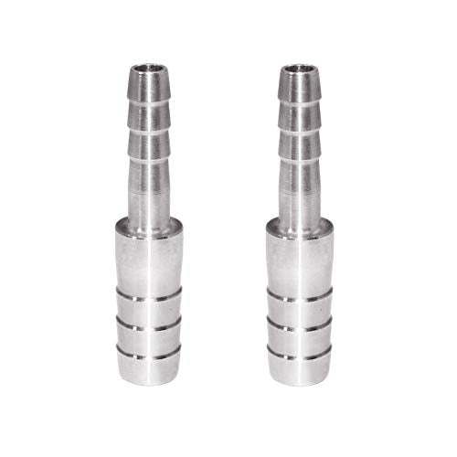 Beduan Stainless Steel Reducing Splicer Mender Barb, 3/8" to 1/4" Hose Barb, Reducer Barb Fitting Air Water Fuel Boat (Pack of 2) - size: 3/8" to 1/4"