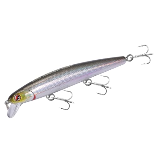 LITTMA California Surf Fishing Lures Saltwater Jerkbait Crankbait Surf Minnow 110/125 - Metallic Sardine Super Glow & Pearl Pink Belly Glow Lures for Halibut & Striper Fishing - color: Super Shiner, size: 110mm - 5/8oz