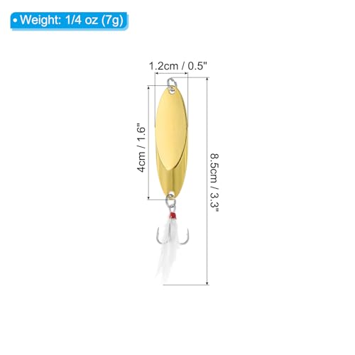 PATIKIL Fishing Spoons, Fishing Lures Casting Spoon Treble Hooks Jigs Hard Metal Spinner Baits for Freshwater Saltwater - style: 1/4oz
