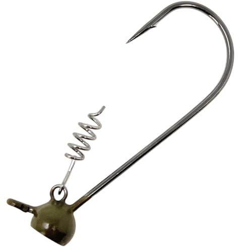Reaction Tackle Tungsten Stand-Up Shaky Head Jigs for Bass Fishing, Finesse Worm Jig Heads with Screw Lock Keeper (5-Pack) - color: Green Pumpkin, size: 1/2 Oz
