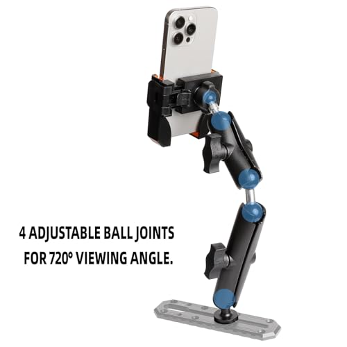 xik Kayak Phone Holder Mount with T-Bolt Track Ball,[720° Dual-Adjustable arms],Boat Track Phone Mount Holder, [1s Lock & Release], Fits 4.7"-7.2" Smartphones - style: Dual arms (3.54+5.91" arms)