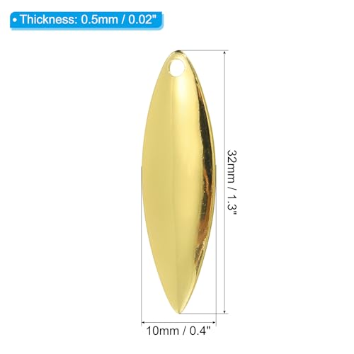 PATIKIL Fishing Lure Blades Willowleaf Lure Making for DIY Bait - color: Golden, size: 1.3"x0.4"