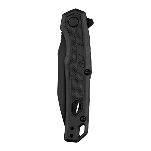 Kershaw Appa Pocket Knife, All-Black, 2.75 Inch Steel Reverse Tanto Blade, EDC with Assisted Opening, Reversible Pocketclip, Everyday Carry Pocket Knife for Men and Women - color: Black