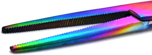 Premium Quality Ultimate Set of 6 Pcs Straight & Curved Hemostat Forceps Locking Clamps Stainless Steel Serrated Jaws for Better Grip-Ideal for Nurses, Fishing + More (Multi Color) - color: Multi Color