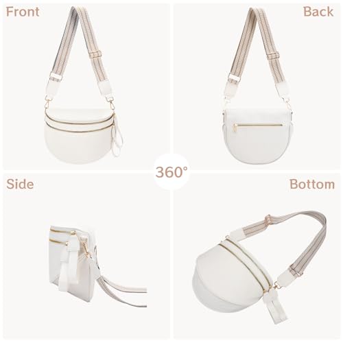 oscaurt Leather Crossbody Bag Bum Bag for Women Large Sling Bag Cross Body Purse Shoulder Handbag Fanny Pack - color: White, size: Large