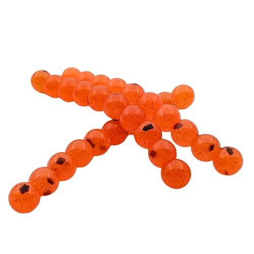 Fishing Scented Soft Plastic Beads Artificial Salmon Egg Bait Packs for Trout, Steelhead and Salmon (Spawn Roe Fishing Tackle) - color: Blazed Orange, size: .312"/8mm-30 Eggs per pack