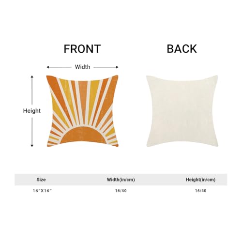 Summer Pillow Covers 16 x 16 Inch Set of 2 Stripes Yellow Burnt Orange Sun Throw Pillows Outdoor Decorative Boho Sunshine Pillowcase Linen Cushion Cases for Bed Sofa Couch - color: Boho Sun-1, size: 16" x 16" (Pack of 2)