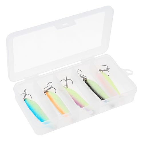 5pcs Luminous Fishing Spoons Metal Lures Hard Baits, Spinnerbaits Fish Fishing Lure Jig Glow for Salmon Bass Trout