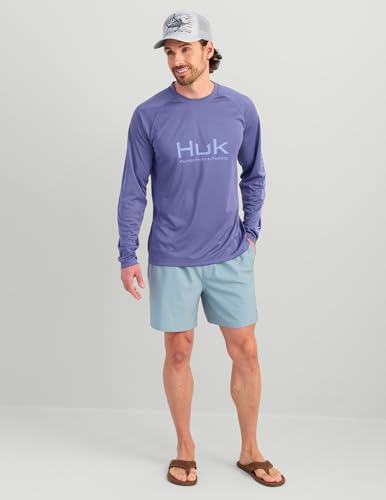 HUK Men's Pursuit Vented Long Sleeve Fishing Shirt (+30 UPF) - color: Skipper Blue, size: Small