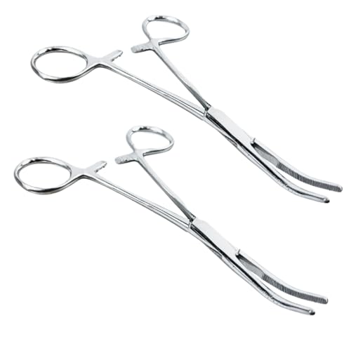 ADROIT (2 Pack) 5.5" Curved Tip Stainless Steel Hemostat Forceps | Precision Teeth Grip | Versatile Use for First Aid, Crafting, & Electronics - size: 5.5", style: Curved