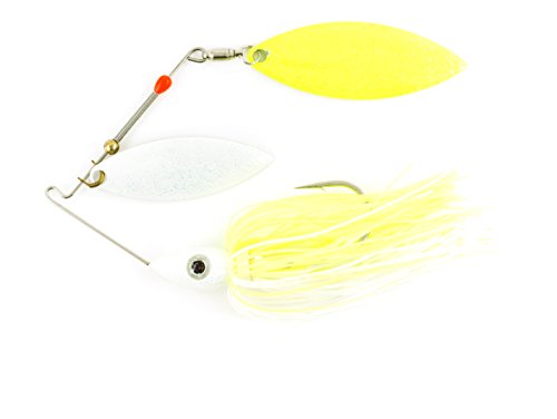 Nichols Lures Pulsator Metal Flake Double Willow Spinnerbait - color: White/Chartreuse, size: 1/2-Ounce