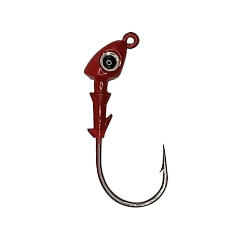 Jig Heads for Fishing with Super Sharp Black Nickel Hooks - Double Locking Bait Stays & Multi-Color 3D Eyes - Perfect for Freshwater & Saltwater Fishing - color: Red, size: 1/2 oz - 5 Pack