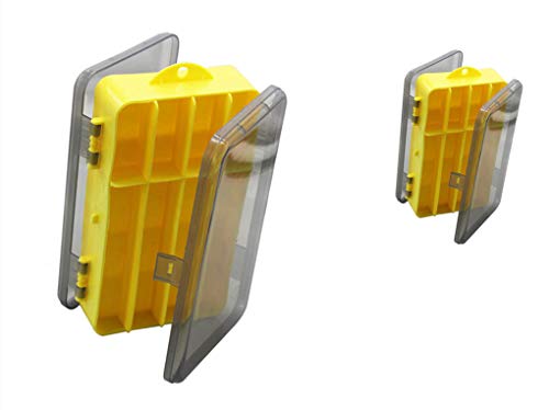 Toasis Two Sided Plastic Box Fishing Lure Storage Container Organizer Small Fishing Tackle Box - color: Yellow-2pcs